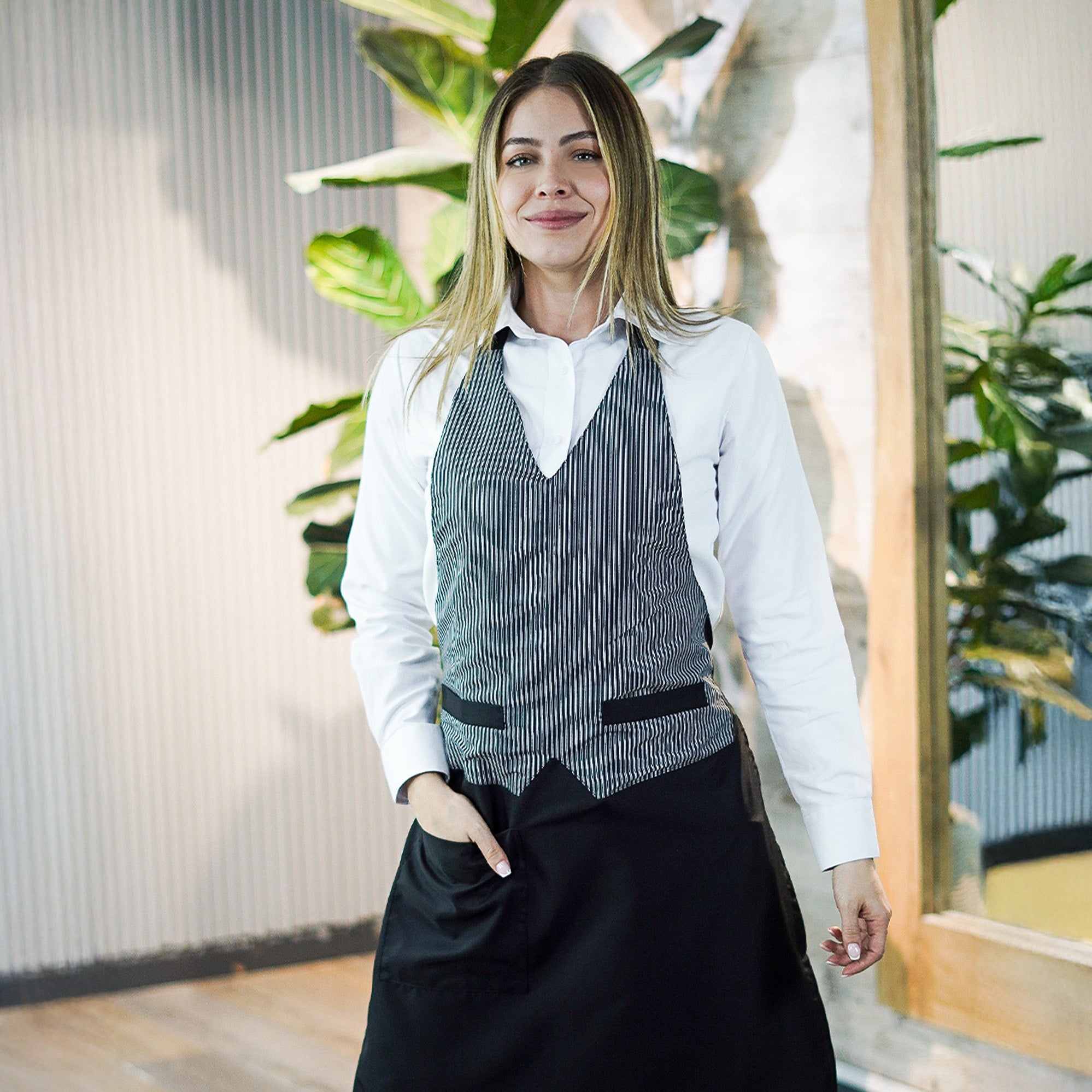 Oxford Shirt + Pants + Vest Apron Combo - Women