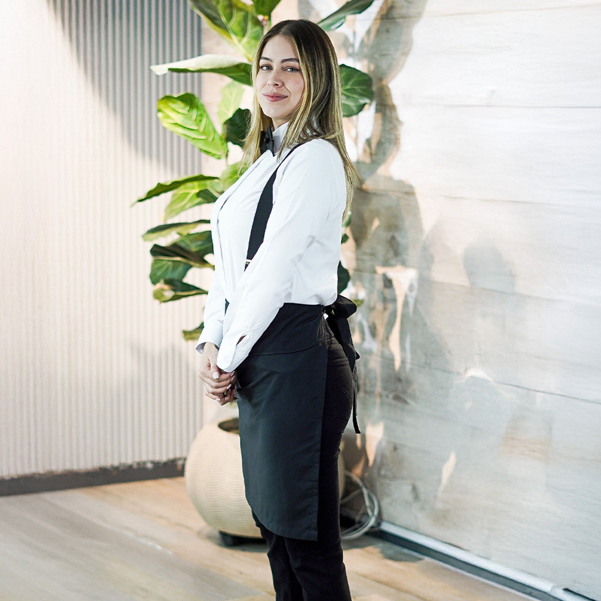 Oxford Shirt + Trousers + Waist Apron + Bow Tie or Necktie - Women