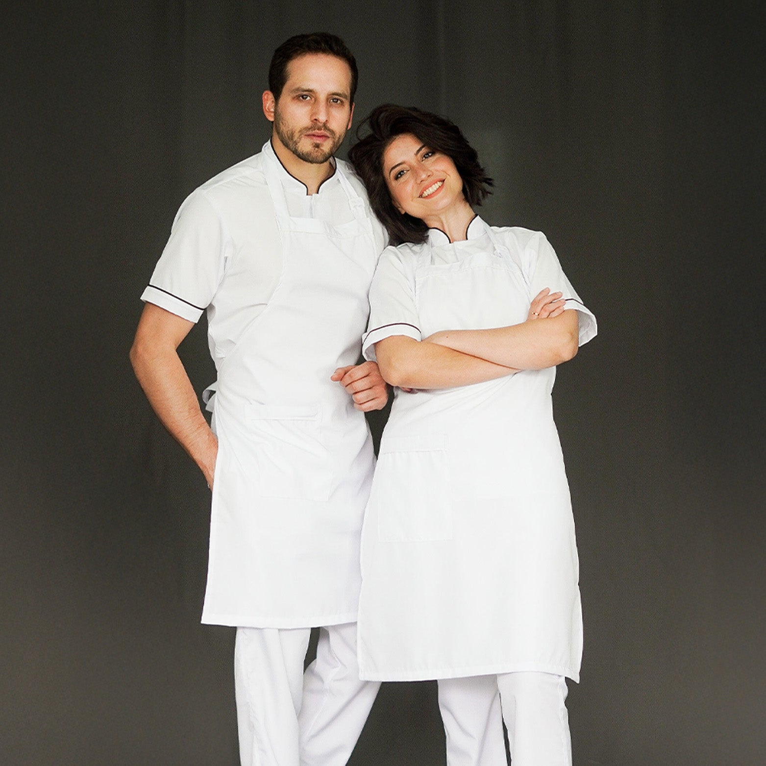 Unisex White Anti-Fluid Bib Apron