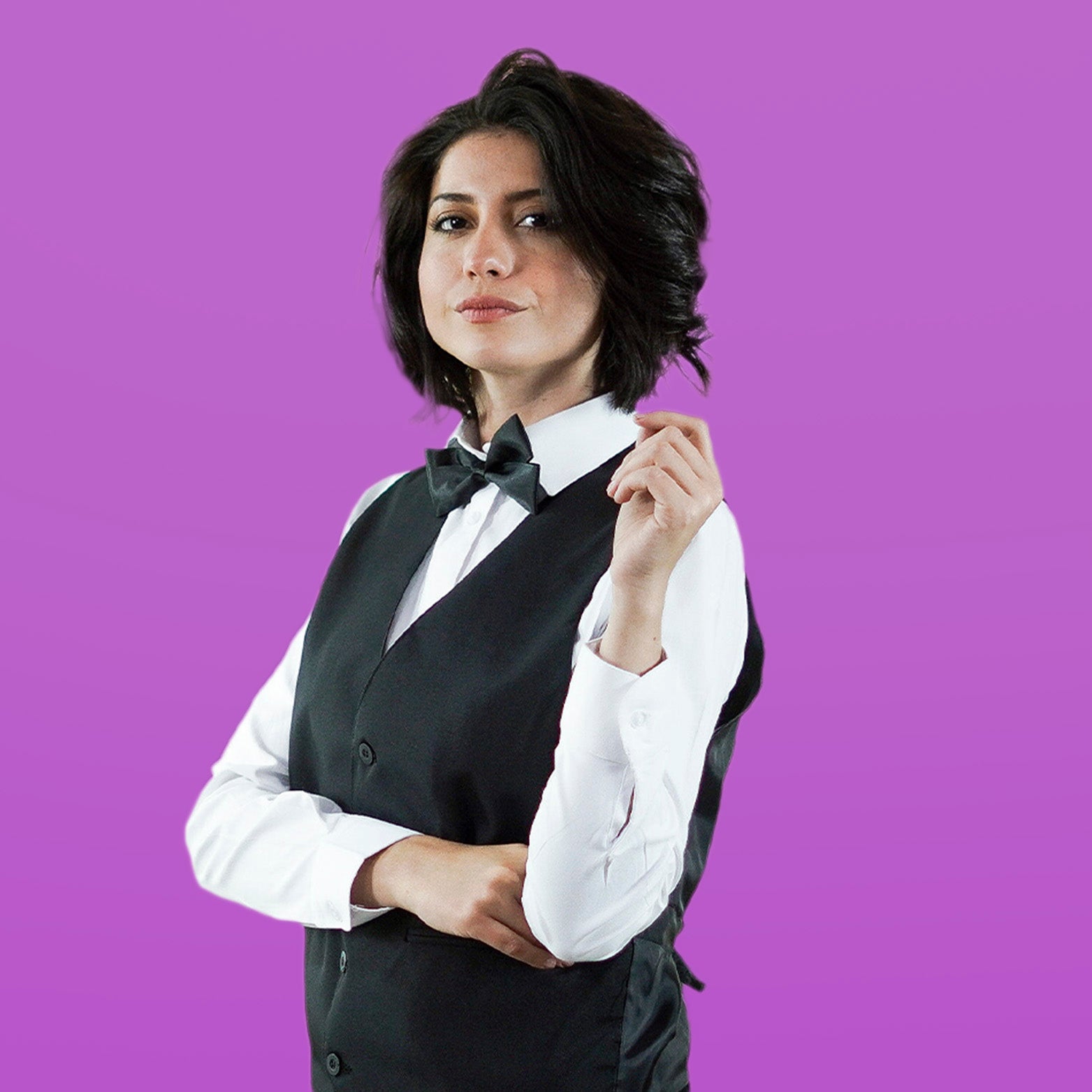 Linoflex Black Waiter Vest - Women